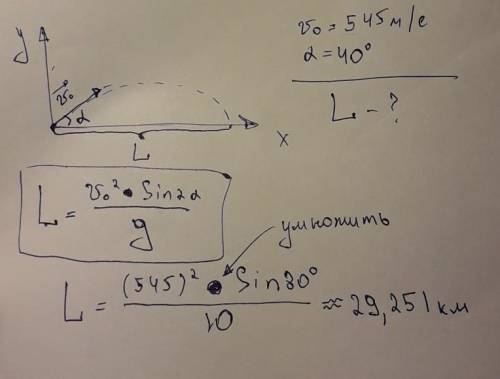 Из ствола орудия вылетает снаряд под углом 40 градусов к горизонту со скоростью 545 м/с, масса оруди