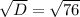 \sqrt{D} = \sqrt{76}