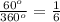 \frac{60^o}{360^o} = \frac{1}{6}