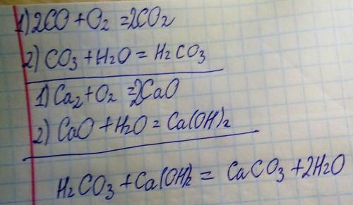 Как то так c-co2-h2co3 + ca-cao-ca(oh) 2 =