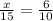 \frac{x}{15} = \frac{6}{10}