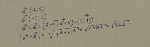 Векторы a(2; 6) б(-1; 5). hайдите длину вектора а+б