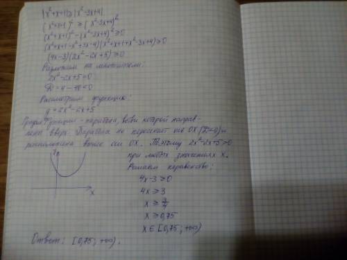 Решите, , неравенство: |x^2+x+1| ≥ |x^2-3x+4|