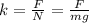 k= \frac{F}{N} = \frac{F}{mg}