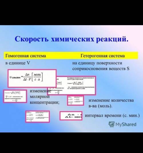 Скорость реакции в гомогенной и гетерогенной системе