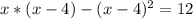 x*(x-4)-(x-4)^2=12