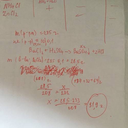 Mр-ра bacl2=285г w(bacl2)=10% h2so4 m(