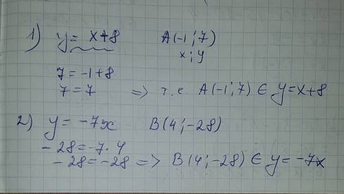 Кграфику какой функции относятся данные точки : a(-1; 7),b(4; -28),