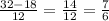 \frac{32 - 18}{12} = \frac{14}{12} = \frac{7}{6}