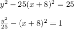 y^2-25(x+8)^2=25 \\ \\ \frac{y^2}{25} - (x+8)^2=1