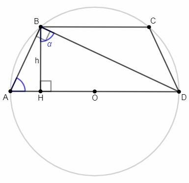Диагональ равнобокой трапеции перпендикулярна боковой стороне,а угол между диагональю и высотой трап
