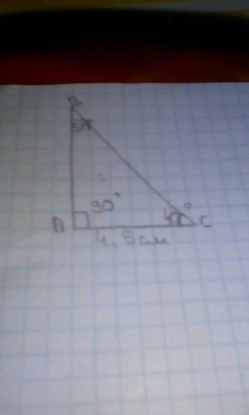 Постройте треугольник авс если угол а равняется 90 градусов угол с равняется 40 градусов и ас равняе