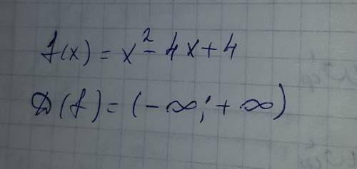 Найдите область определения функции f(x)=x^2-4x+4