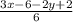 \frac{3x-6-2y+2}{6}