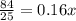 \frac{84}{25} = 0.16x