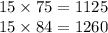 15 \times 75 = 1125 \\ 15 \times 84 = 1260