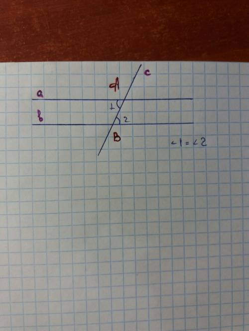 Начертите чертеж для теоремы если две параллельные прямые пересечены секущей, то соответственно углы
