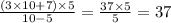 \frac{(3 \times 10 + 7) \times 5}{10 - 5} = \frac{37 \times 5}{5} = 37