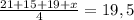 \frac{21+15+19+x}{4} = 19,5