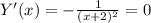 Y'(x)= - \frac{1}{(x+2)^2}=0