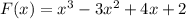 F(x)= x^3-3x^2+4x+2