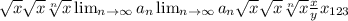 \sqrt{x} \sqrt{x} \sqrt[n]{x} \lim_{n \to \infty} a_n \lim_{n \to \infty} a_n \sqrt{x} \sqrt{x} \sqrt[n]{x} \frac{x}{y} x_{123}