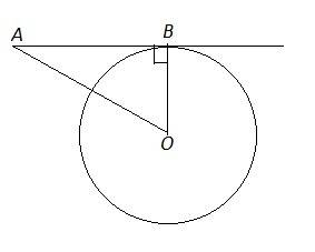 Прямая ab касается окружности с центром в точке o радиуса r в точке b. найдите ∠oab (в градусах), ес