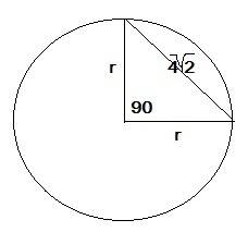 Хорда, длина которой 4√2 стягивает дугу окружности,градусная мера которой 90.° найдите длину окружно