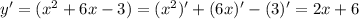 y'=(x^2+6x-3)=(x^2)'+(6x)'-(3)'=2x+6