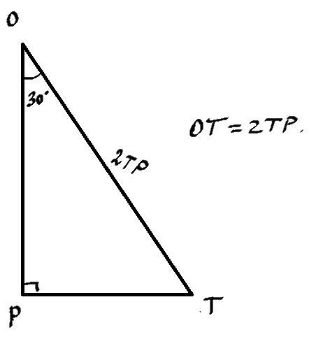 Втреугольнике тор угол тро=90°, от=2тр. найдите угол треугольника тор, градусная мера которого равна