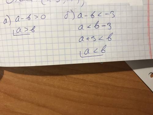 50 сравните числа a и b, если: а) a – b > 0 б) a – b < -3; в) a – b > 5 г) a – b = 0