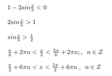 1-2sin(x/3) < 0 решите неравенство !