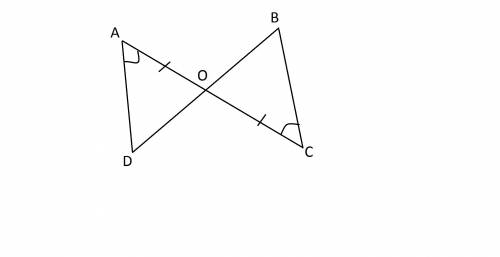 Отрезки ас и вd пересекаются в точке о- середине отрезка ас, угол bco равен углу dao. докажите что т