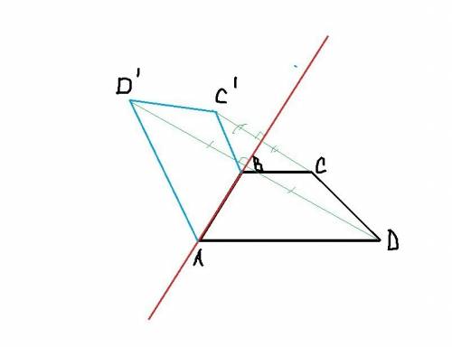 Дана трапеция авсd. постройки фигуру, на которой отображается эта трапеция при симметрии относительн
