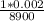 \frac{1*0.002}{8900}