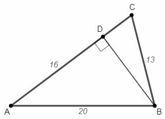 Втреугольнике abc со сторонами ab=20 см и bc=13 см проведена высота bd . определить высоту bd и стор