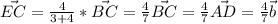 \vec{EC}=\frac{4}{3+4}*\vec{BC}=\frac{4}{7}\vec{BC}=\frac{4}{7}\vec{AD}=\frac{4}{7}\vec{b}