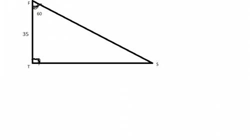 Решить ! в прямоугольном треугольнике stf с прямым углом t сторона tf=35 дм,а f=60 градусам.найдите