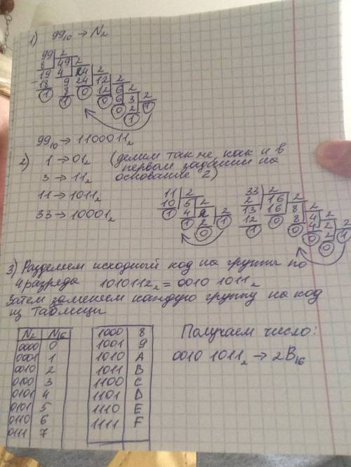 1) переведите в двоичную систему десятичное число 99. 2) даны числа: 1, 3, 11 и 33. укажите среди ни