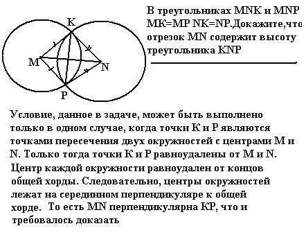 Втреугольниках mnk и mnp mk=mp,nk=np. докажите, что отрезок mn содержит высоту треугольника knp.