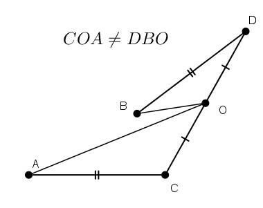 Ac=db, co=od.доказать, что треугольники coa и dob равны.