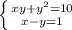 \left \{ {{xy+y^{2}=10} \atop {x-y=1}} \right.