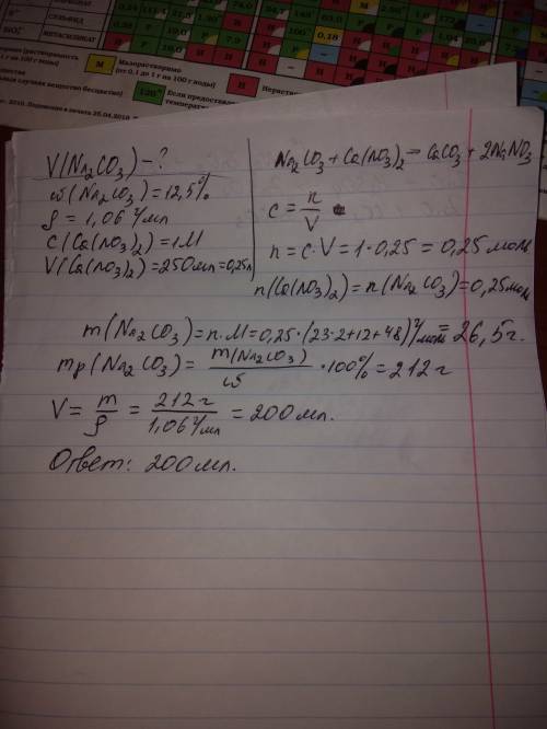 Какой объём раствора карбоната натрия с массовой долей na2co3 12,5% и плотностью 1,06 г/мл требуется
