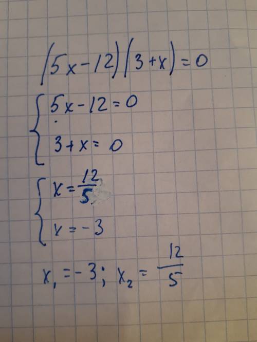 (5x-12)(3+x)=0 , решить уравнение! буду