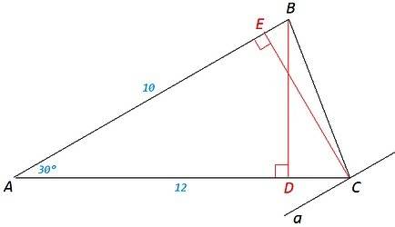 Можете решить с объяснениями ! 1.в треугольнике abc ∠a= 30°, ac = 12 см, ab = 10 см. через вершину с