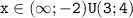 \mathtt{x\in(\infty;-2)U(3;4)}