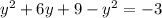 y^{2} +6y+9- y^{2}=-3