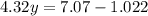 4.32y=7.07-1.022