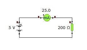 Какова сила тока в сопротивлением 200 ом при напряжении 5 в? если можно то напишите как это записать