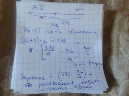 Из двух городов навстречу друг другу выехали два автомобиля. один ехал со скоростью 86км/ч. запиши б